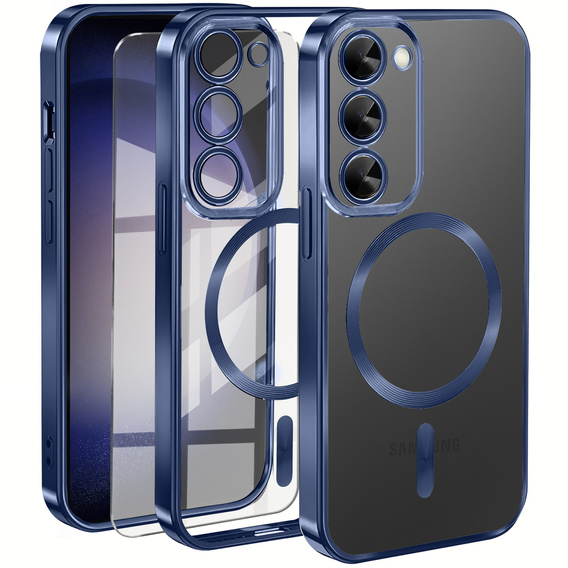 Pouzdro pro Samsung Galaxy S23 Plus, Electro MagSafe, námořnicky modré + sklo na displej