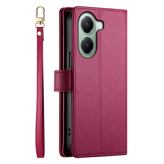 Klopové pouzdro pro Xiaomi Poco X7 Pro 5G, Wallet Zipper Pocket, červené