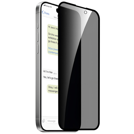 2x Tvrzené sklo pro iPhone 15 Pro Max, ERBORD 9H Easy App Anti-Peep