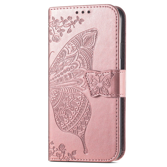 Klopové pouzdro pro Motorola Moto G84, Butterfly, růžové rose gold