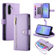 Klopové pouzdro pro Samsung Galaxy A36 5G, Wallet Zipper Pocket, fialové