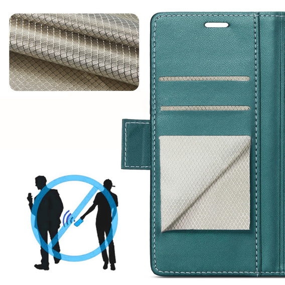 Pouzdro pro Xiaomi 14T, ERBORD Glossy Litchi, flipová peněženka, zelené