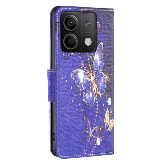 Klopové pouzdro pro Xiaomi Redmi Note 13 5G, Wallet, Butterflies fialové