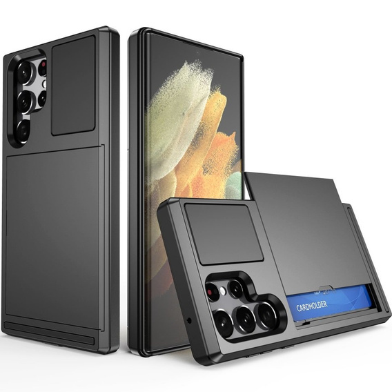 Pouzdro pro Samsung Galaxy S23 Ultra, Sliding Card Holder, černé