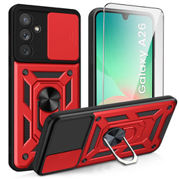 Pancéřové pouzdro pro Samsung Galaxy A26, CamShield Slide, červené + tvrzené sklo 9H
