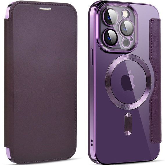 Klopové pouzdro pro iPhone 13 Pro, RFID Wallet MagSafe CamShield, fialové