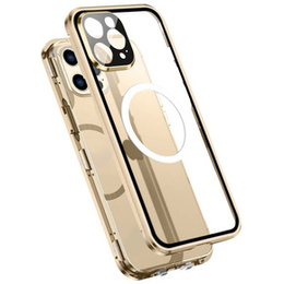 Magnetické pouzdro Dual Glass MagSafe pro iPhone 14 Pro, zlaté