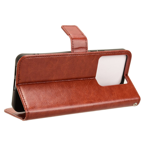 Klopové pouzdro pro Xiaomi Redmi Note 13 Pro 5G, Crazy Horse Wallet, hnědé