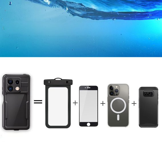 Vodotěsné pouzdro IP68 pro Xiaomi Redmi Note 13 Pro 5G, Redpepper, černé