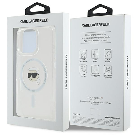 Pouzdro Karl Lagerfeld IML Metal Karl Head MagSafe pro iPhone 16 Pro Max