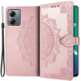 Klopové pouzdro pro Motorola Moto G14, Mandala, růžové rose gold