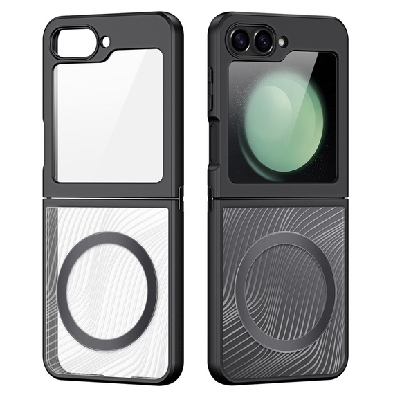 Pouzdro DuxDucis pro Samsung Galaxy Z Flip7 FE / Z Flip6, Aimo case, pro MagSafe, transparentní / černé
