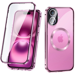 Magnetické pouzdro Dual Glass MagSafe pro iPhone 16, růžové rose gold