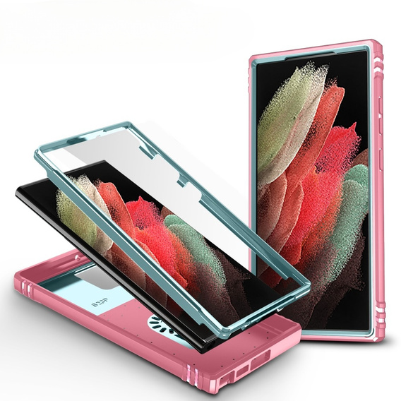 Pouzdro pro Samsung Galaxy S23 Ultra, CamShield Slide, zelený / růžové