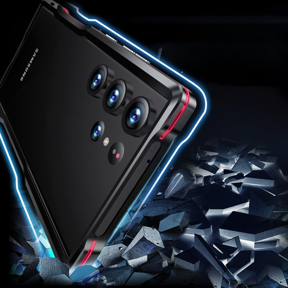 Pouzdro LUPHIE pro Samsung Galaxy S23 Ultra, Armor Bumper, černá / červená