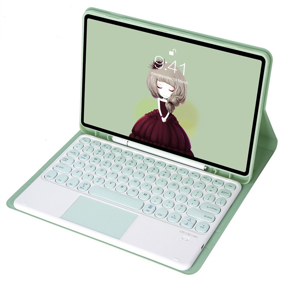 Pouzdro + klávesnice Samsung Galaxy Tab S6 Lite 2020 P610/P615 / S6 Lite 2022 10.4, Touchpad Pen Slot, světle zelené