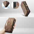 CASEME pouzdro pro Samsung Galaxy A56 5G, Retro Leather Wallet, s páskem, hnědé
