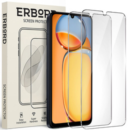 2x tvrzené sklo pro Xiaomi Redmi 13C / Poco C65, ERBORD 9H Hard Glass na displeji