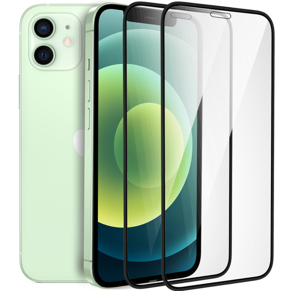 2x tvrzené sklo pro iPhone 12 Mini, ERBORD 3D pro celý displej