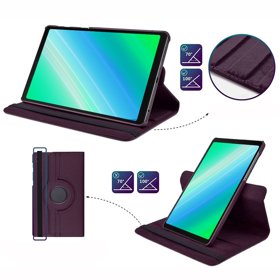 Pouzdro pro Samsung Galaxy Tab A7 Lite 8.7 T220 / T225 TB330FU 10.95", otočné o 360°, fialové