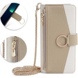 Flipové pouzdro Wallet Zipper Pocket pro iPhone 14 Pro Max, Wallet Zipper Pocket, se zrcátkem, bílé