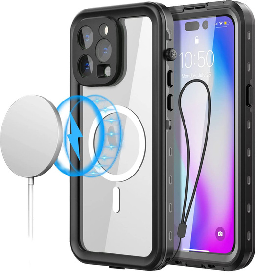 Vodotěsné pouzdro pro iPhone 14 Pro, Redpepper, pro MagSafe, černé