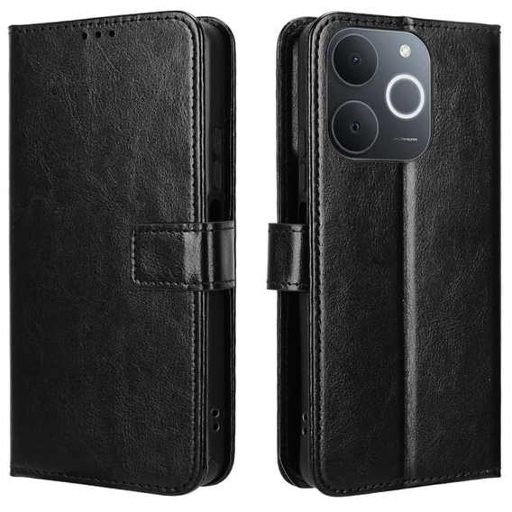 Klopové pouzdro pro Realme Note 70T 4G, Crazy Horse Wallet, černé