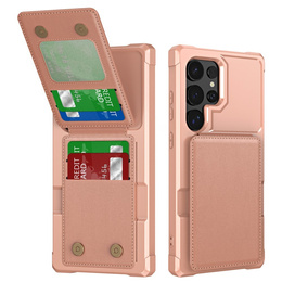 Pouzdro pro Samsung Galaxy S25 Ultra, Card Holder Kickstand, růžové