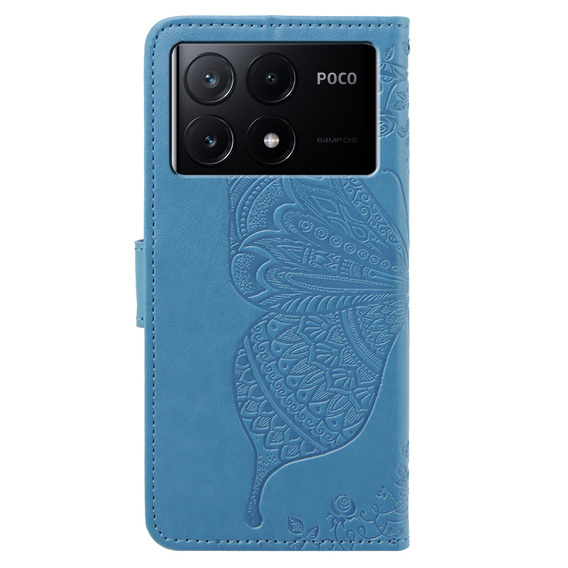 Klopové pouzdro pro Xiaomi Poco F6 Pro, Butterfly, modré