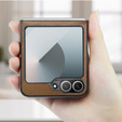 Pouzdro pro Samsung Galaxy Z Flip7 FE / Z Flip6, CASEME Litchi Leather, hnědé