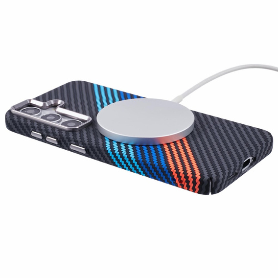 Pouzdro pro Samsung Galaxy S25, Carbon Fiber MagSafe, námořnicky modré