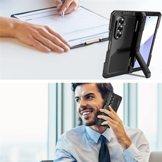 Pancéřované hliníkové pouzdro se stojánkem a držákem stylusu pro Samsung Galaxy Z Fold7 5G