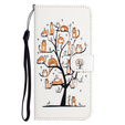 Klopové pouzdro pro Motorola Moto G53 5G / G23 / G13, Wallet, Cat & Tree, bílé