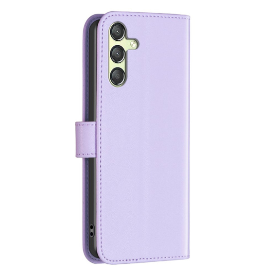 Klopové pouzdro pro Samsung Galaxy A25 5G, BINFEN Wallet, fialové + 9H sklo 