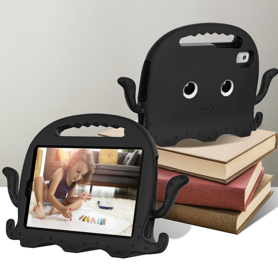 Dětské pouzdro pro Lenovo Tab M9, s rukojetí, chobotnice, černé