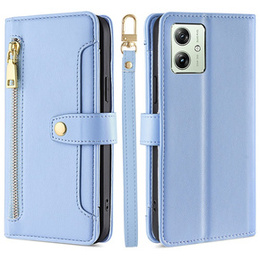 Klopové pouzdro pro Motorola Moto G54 5G, Wallet Zipper Pocket, modré