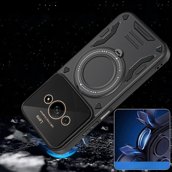 Obrněné pouzdro pro Xiaomi Redmi A3, Magnetic Ring, černé