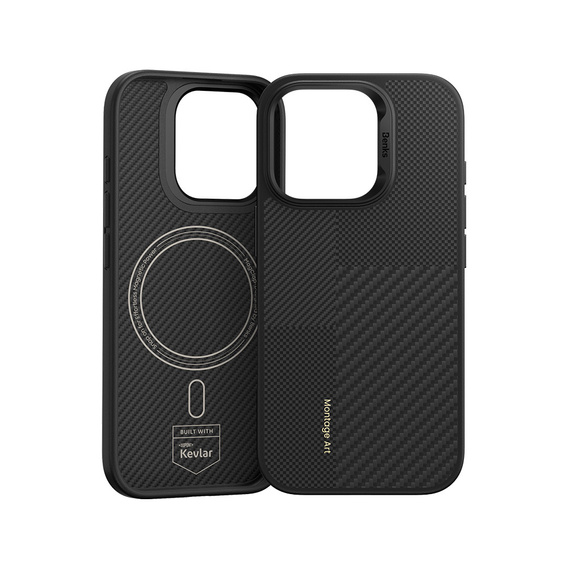 Pouzdro BENKS Kevlar pro iPhone 16 Pro, pro MagSafe, Carbon Fiber, černé