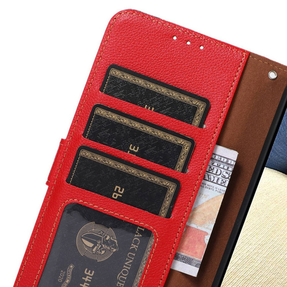 Flipové pouzdro pro OnePlus 12 5G, KHAZNEH RFID, červené / černé