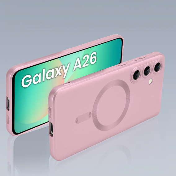 Pouzdro pro Samsung Galaxy A26, ColorMag, pro MagSafe, růžové + tvrzené sklo 9H