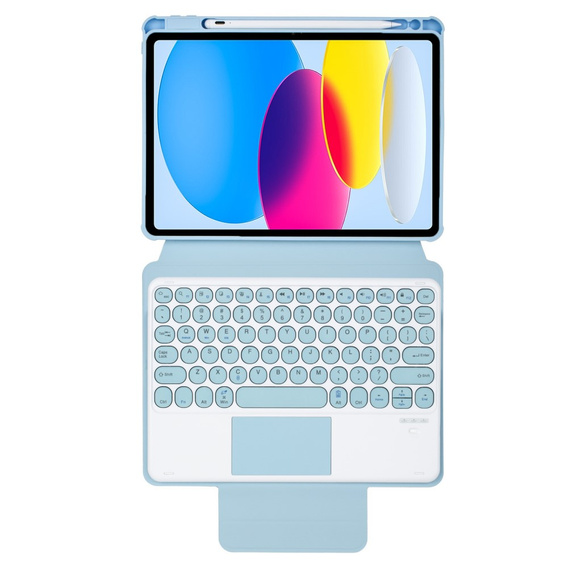 Pouzdro s klávesnicí pro iPad 11" 2025 A16 (11 gen.) / iPad 10.9" 2022 (10 gen.), Rotary 360° Leather, světle modré