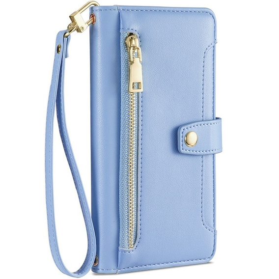 Klopové pouzdro pro iPhone 14 Pro Max, Wallet Zipper Pocket, modré