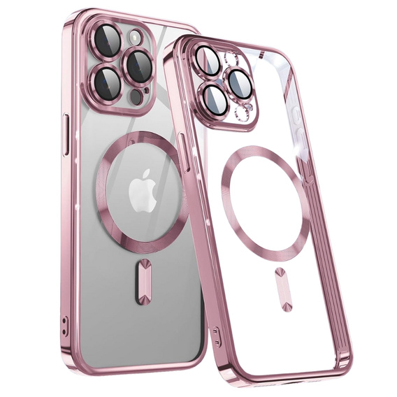 Pouzdro pro iPhone 16 Pro, Electro MagSafe, růžové + sklo na displej
