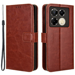 Klopové pouzdro pro Infinix Note 40 Pro Plus, Crazy Horse Wallet, hnědé