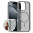 Pouzdro ERBORD MagSafe pro iPhone 16 Pro, Matte Case, aktivní tlačítko, matná / titanově šedá