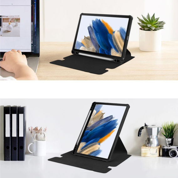 Pouzdro s klávesnicí pro Samsung Galaxy Tab A9+, Rotary 360° Leather, černé