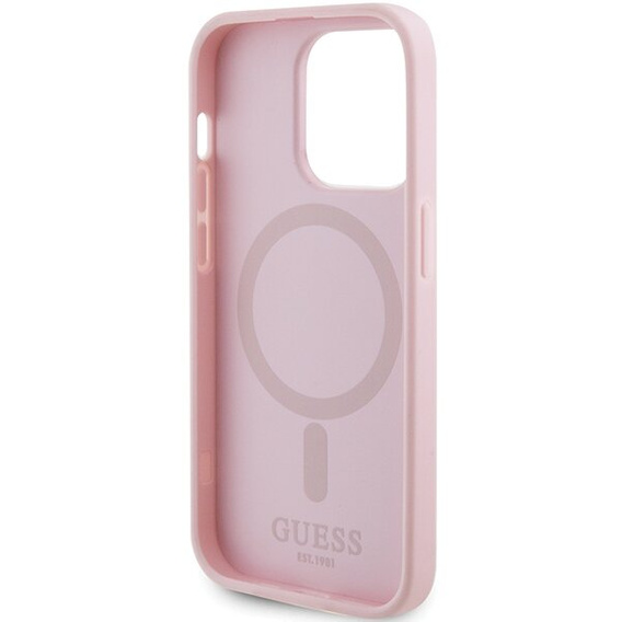 Pouzdro GUESS pro iPhone 14 Pro, Saffiano MagSafe, růžové