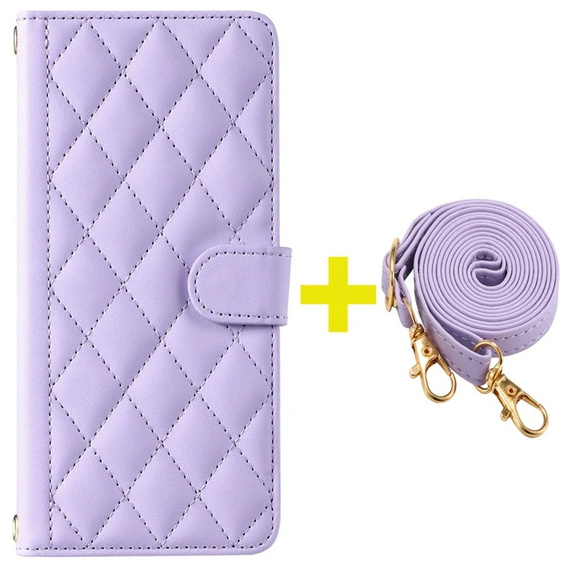 Pouzdro s klopou pro Samsung Galaxy A16, Rhombus Crossbody Leather, fialové