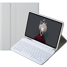 Pouzdro s bluetooth klávesnicí pro iPad 11" 2025 A16 (11 gen.) / iPad 10.9" 2022 (10 gen.), šedé