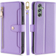 Klopové pouzdro pro Samsung Galaxy M34, Wallet Zipper Pocket, fialové